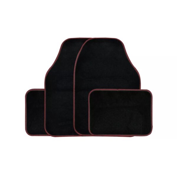 Streetwize Set of 4 Carpet Car Mats Black With Red Trim